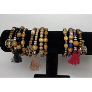 Tree Of Life Bracelets 3 Sets of 4 Each Set Hand Crafted Beautiful Colors Boho‎